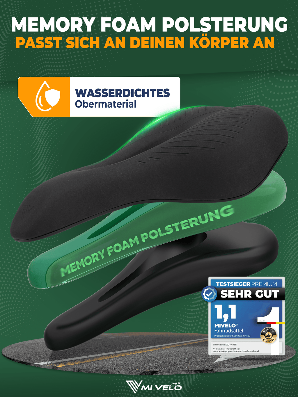 Mivelo Fahrradsattel Trekking Comfort Pro